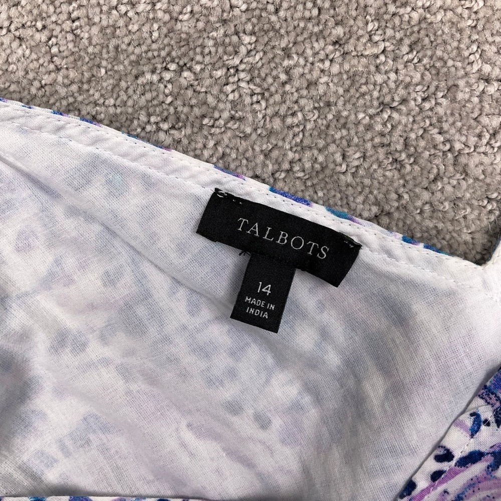 Talbots Sundress Womens 14 Blue‎ Purple Paisley Boho Coastal Cottagecore Maxi - Picture 5 of 11